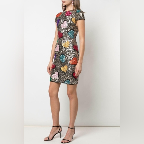 Alice + olivia Nat Heart Sequin Mini Dress Size 0 - Picture 10 of 16